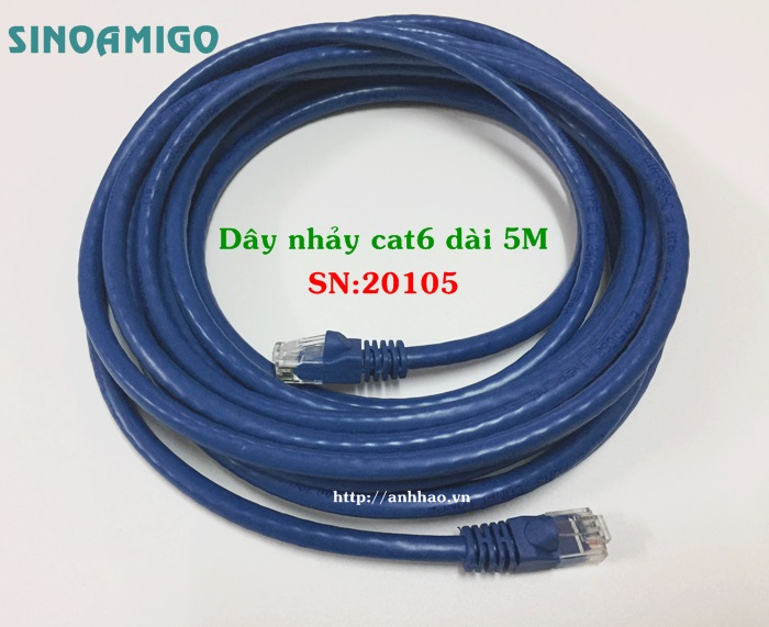 Dây nhảy cat6 4M Sinoamigo SN-20106 lõi đồng chính hãng (xanh)